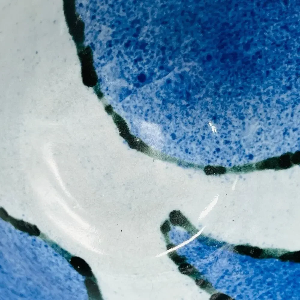 VTG Studio Art‎ Pottery Bowl Grey Blue Speckled Geometric Abstract 7.5” Serving
